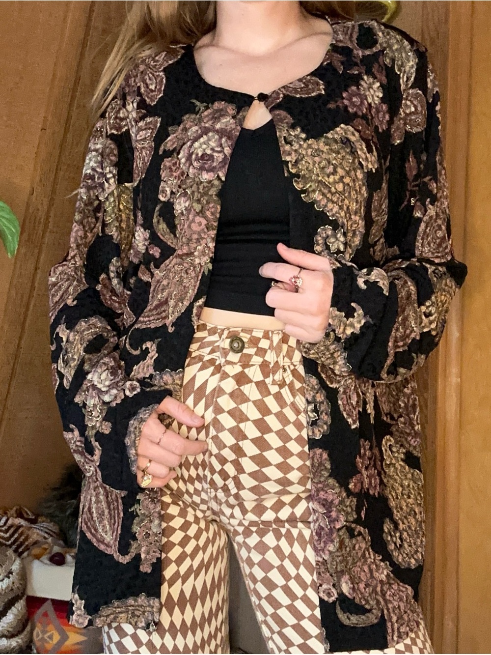 Vintage 90s Lane Bryant Floral Jacquard Thin Coverup